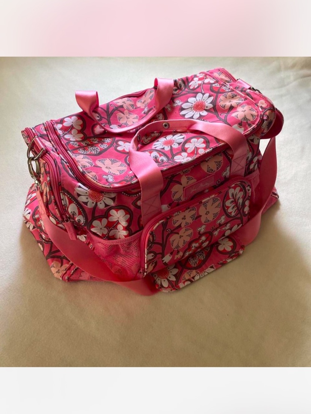 Vera Bradley petal pink duffel overnight travel bag large